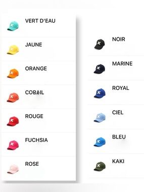 Master Listing - Baseball Hat Colors